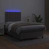 vidaXL Κρεβάτι Boxspring με Στρώμα & LED Γκρι 120x190 εκ. Συνθ. Δέρμα