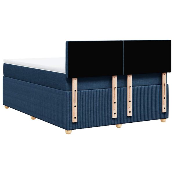 vidaXL Κρεβάτι Boxspring με Στρώμα Μπλε 140x190 εκ. Υφασμάτινο