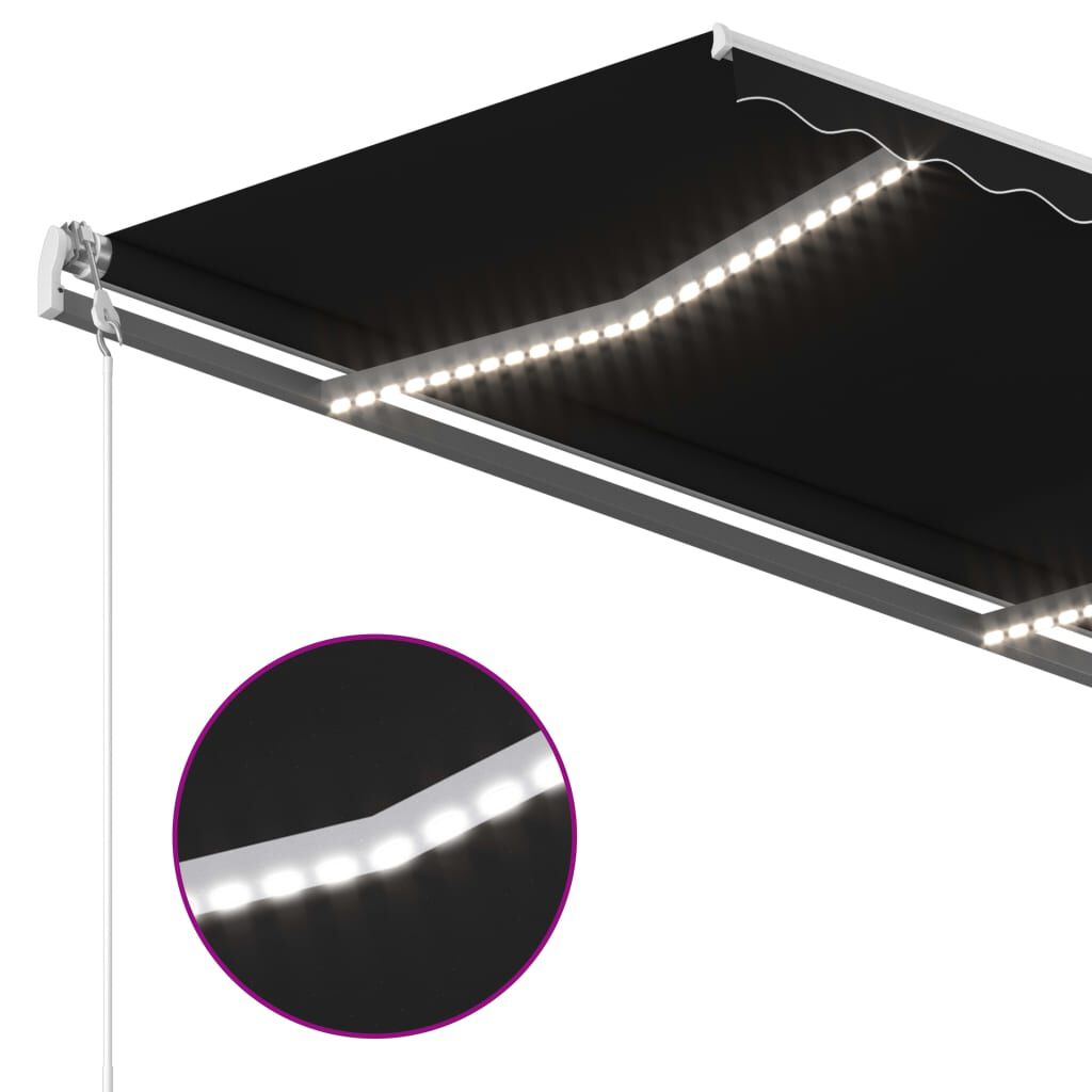 vidaXL Τέντα Συρόμενη Χειροκίνητη με LED Ανθρακί 3 x 2,5 μ.