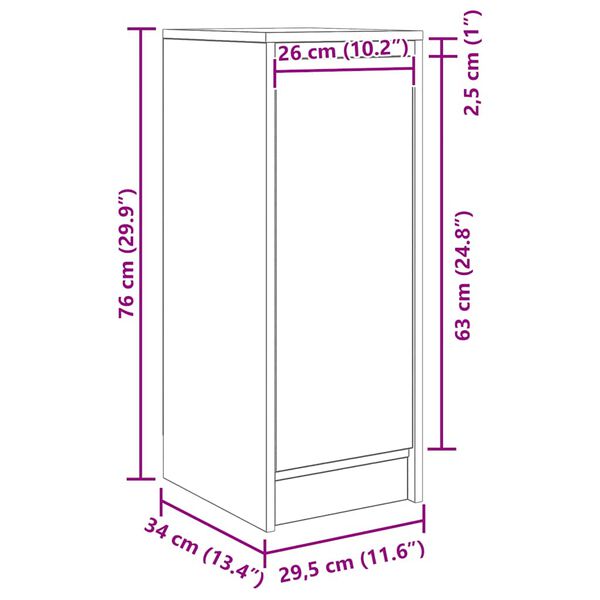 vidaXL Sideboard Καπνιστή δρυς 29,5x34x76 cm Κατασκευασμένο ξύλο
