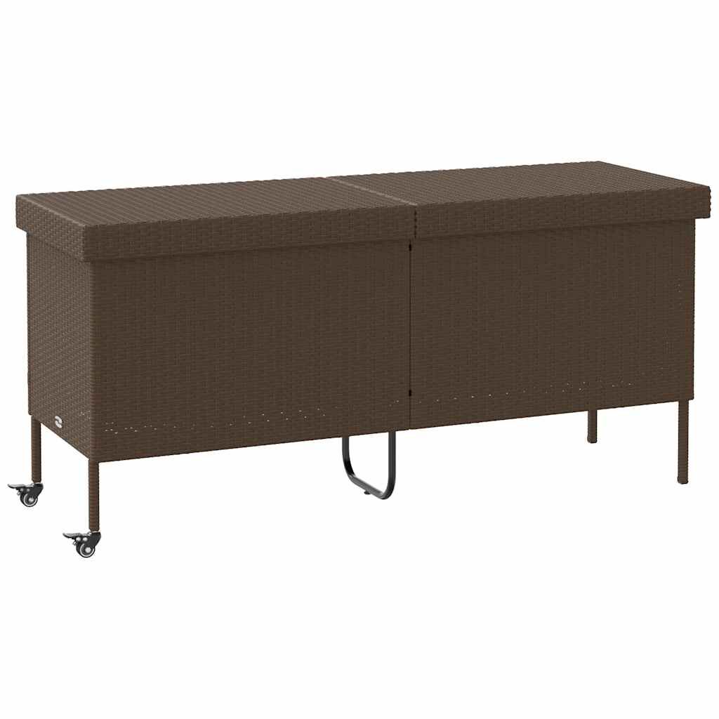 vidaXL Κουτί Αποθήκευσης Κήπου με Ρόδες 160x55x75 εκ. Συνθετικό Ρατάν