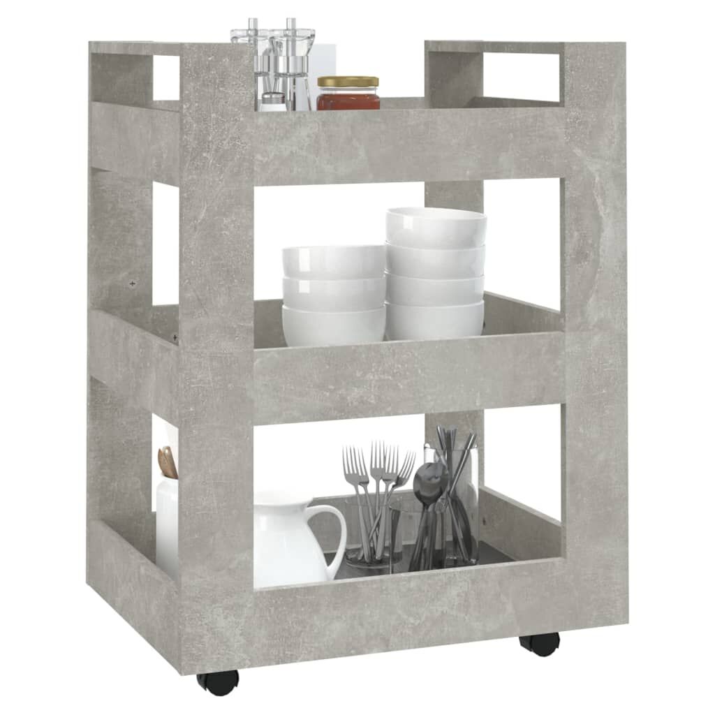 vidaXL Τρόλεϊ Κουζίνας Γκρι Σκυρ. 60x45x80 εκ. από Επεξεργασμένο Ξύλο