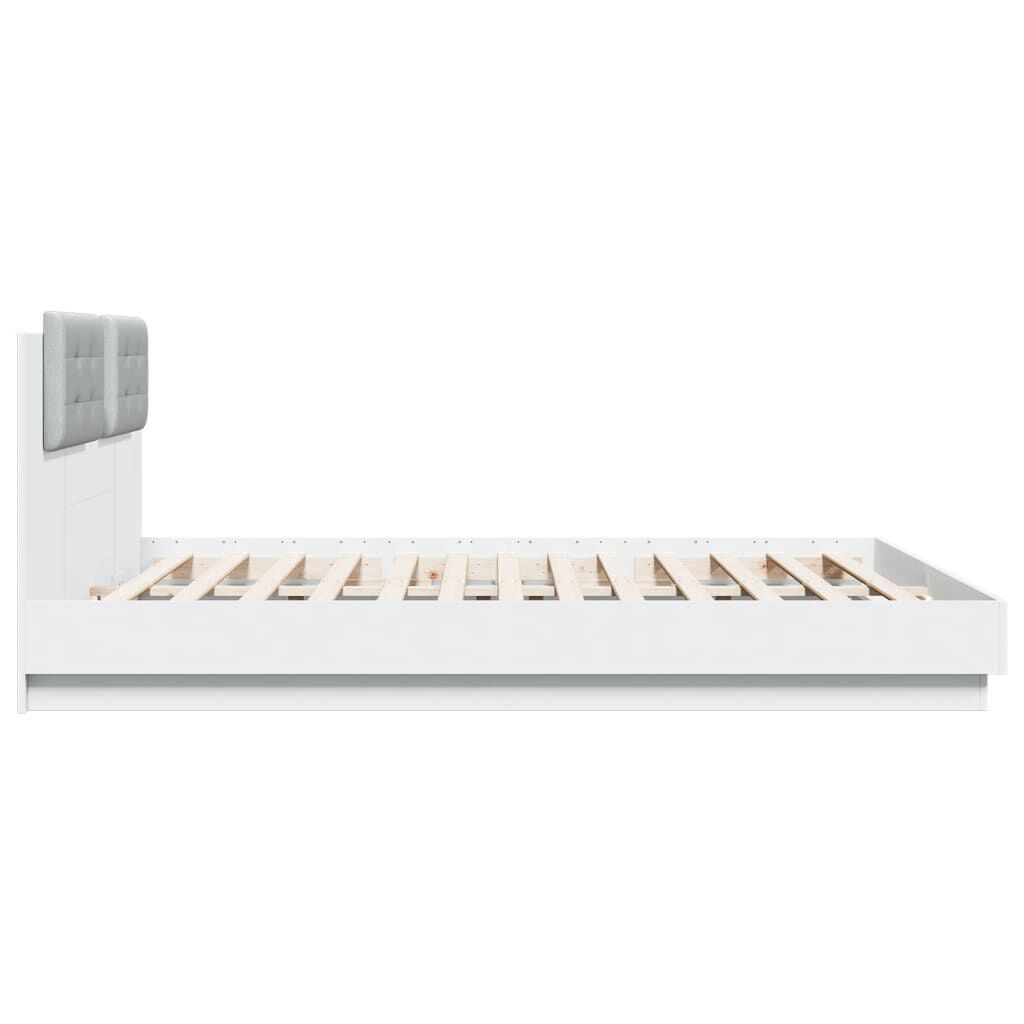 vidaXL Πλαίσιο Κρεβατιού με Κεφαλάρι Λευκό 180x200εκ. Μασίφ Επεξ. Ξύλο