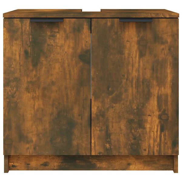 vidaXL Ντουλάπι Μπάνιου Καπνιστή Δρυς 64,5x33,5x59 εκ. Επεξ. Ξύλο