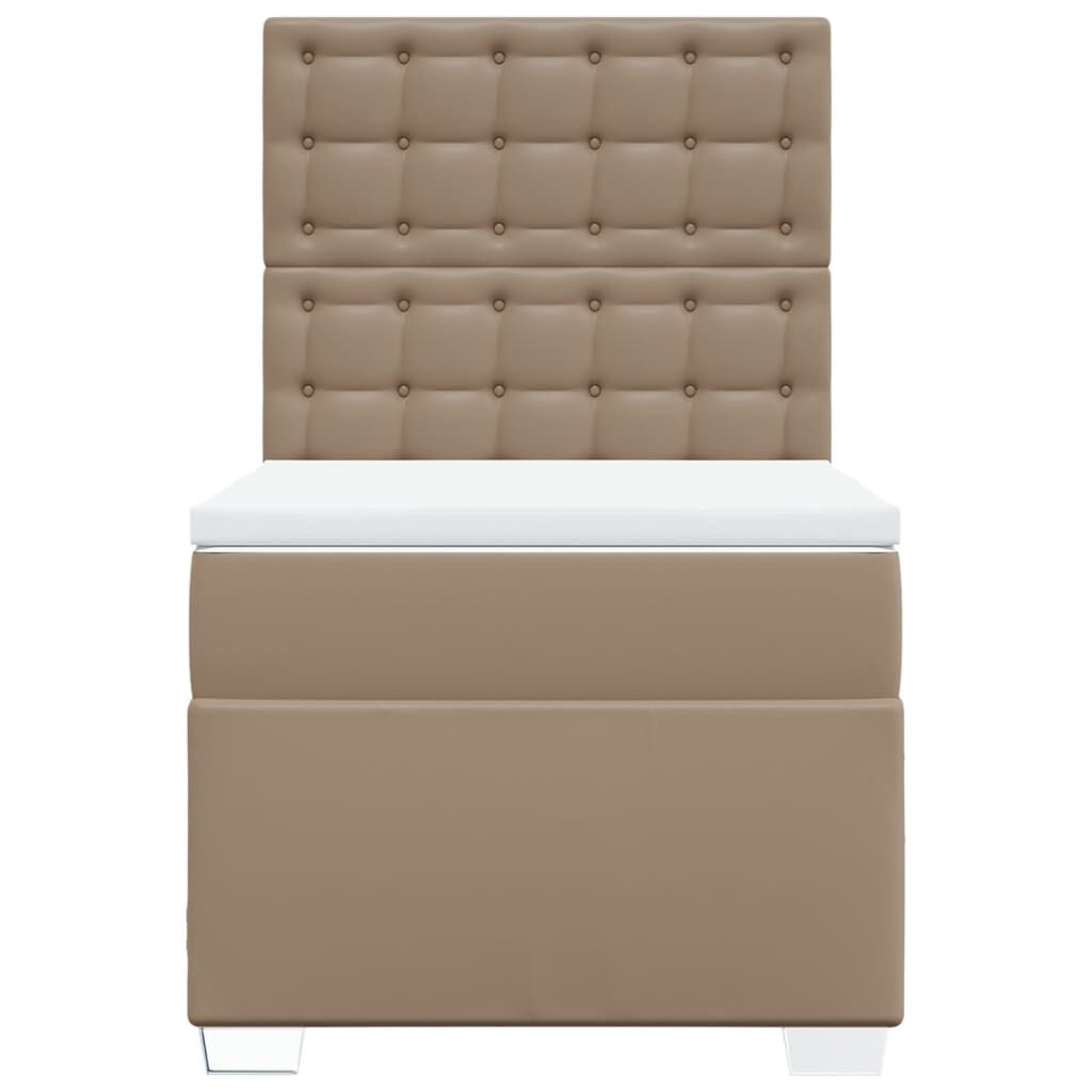 vidaXL Κρεβάτι Boxspring με Στρώμα Καπουτσίνο 90x190εκ.από Συνθ. Δέρμα