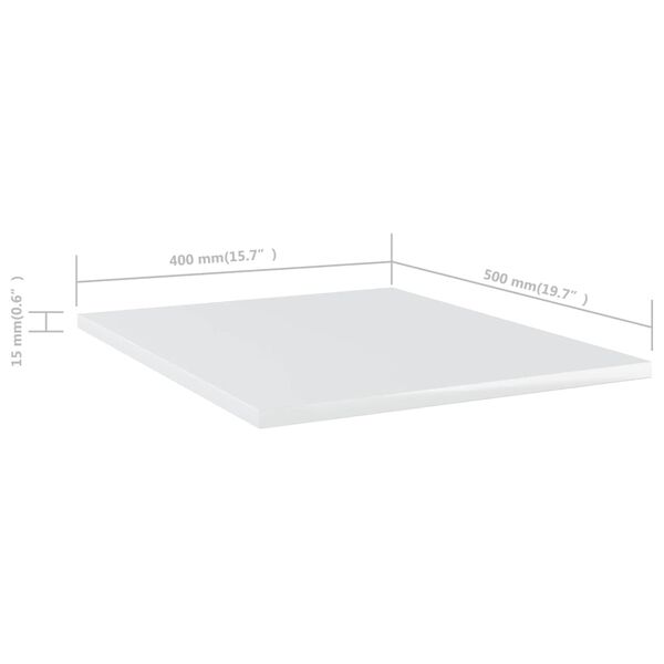 vidaXL Ράφια Βιβλιοθήκης 8 τεμ. Γυαλ. Λευκό 40x50x1,5 εκ. Επεξ.Ξύλο