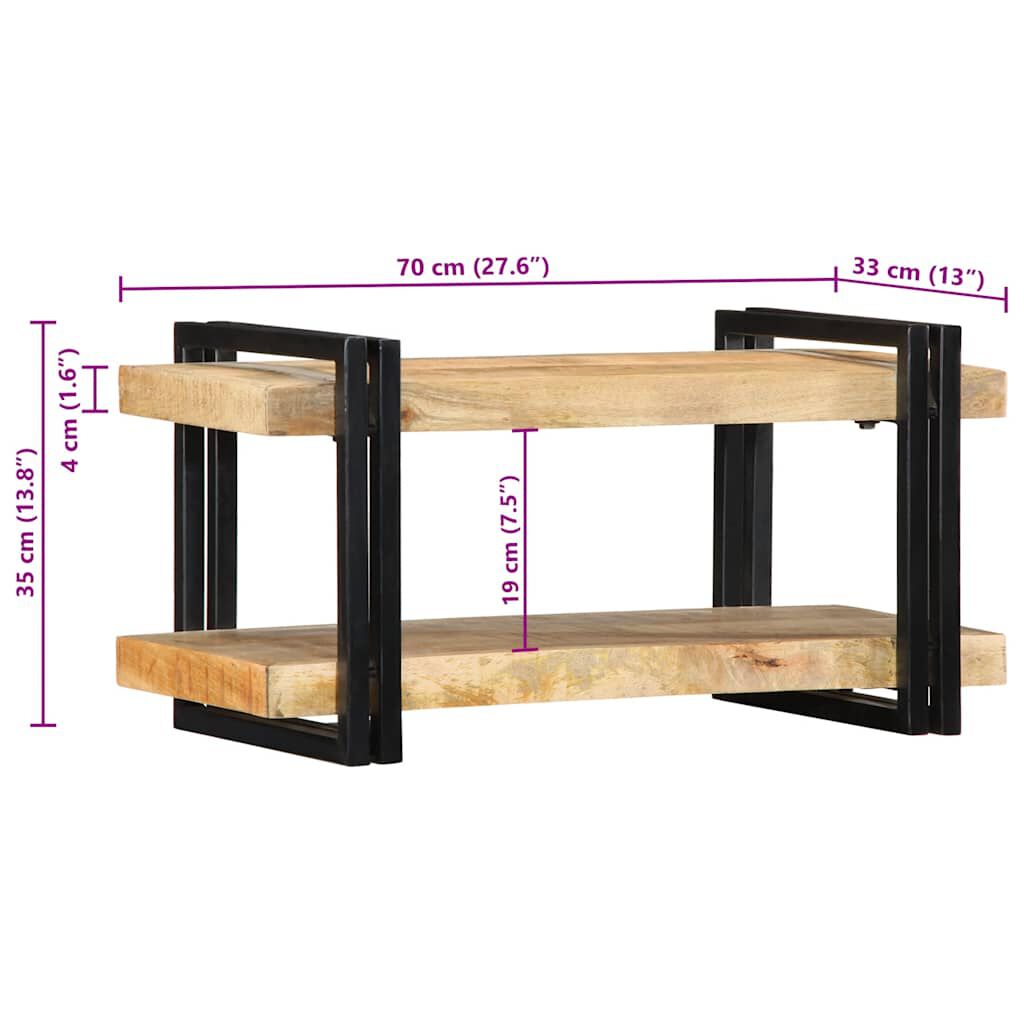 vidaXL Ράφι τοίχου 70x33x35 cm Στερεό ακατέργαστο ξύλο Mango