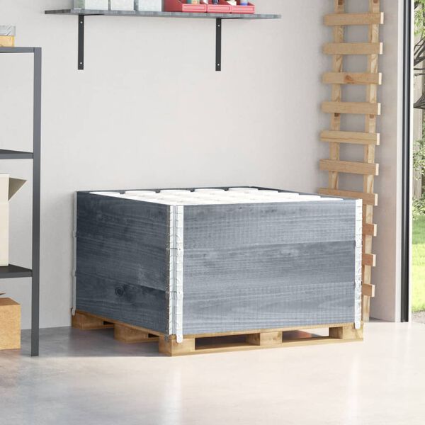 vidaXL Κολάρα Παλέτας 3 τεμ. Γκρι 100x100 εκ. από Μασίφ Ξύλο Πεύκου