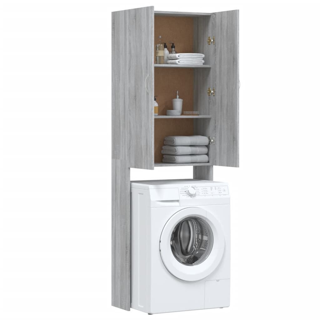 vidaXL Ντουλάπι Πλυντηρίου Γκρι Sonoma 64 x 25,5 x 190 εκ.