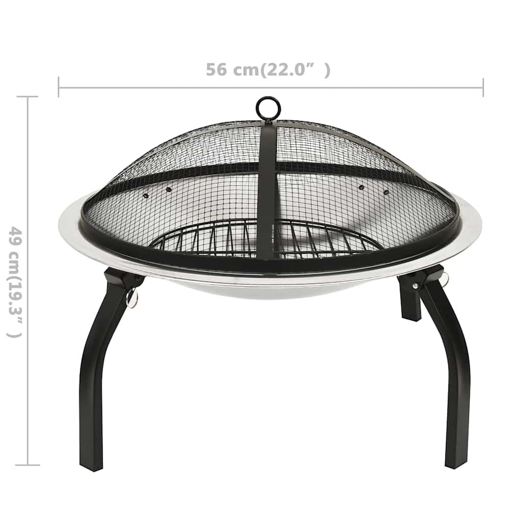 vidaXL Τζάκι Εξωτ. Χώρου/Ψησταριά 56x56x49 εκ. Αν. Ατσάλι & Σκαλιστήρι