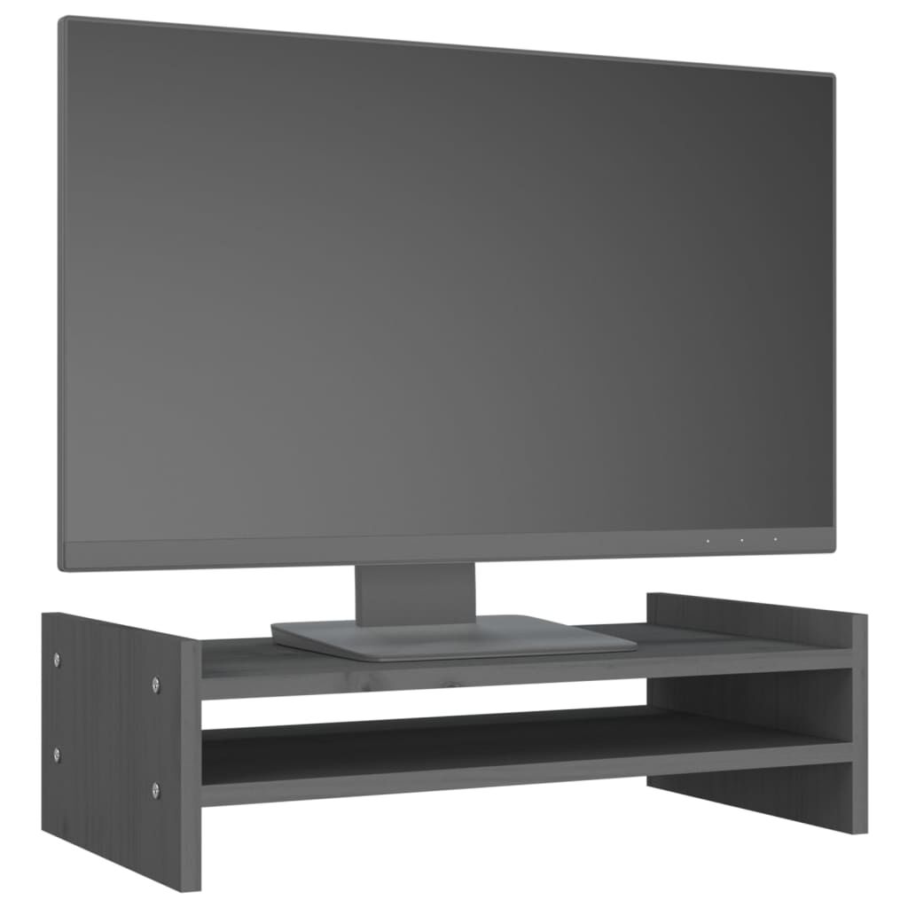 vidaXL Βάση Οθόνης Γκρι 50 x 27 x 15 εκ. από Μασίφ Ξύλο Πεύκου