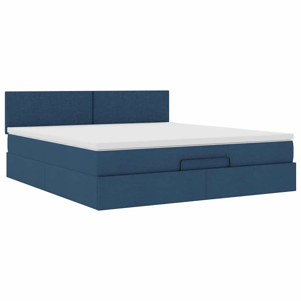 vidaXL Οθωμανικό κρεβάτι με στρώμα μπλε 180x200cm ύφασμα