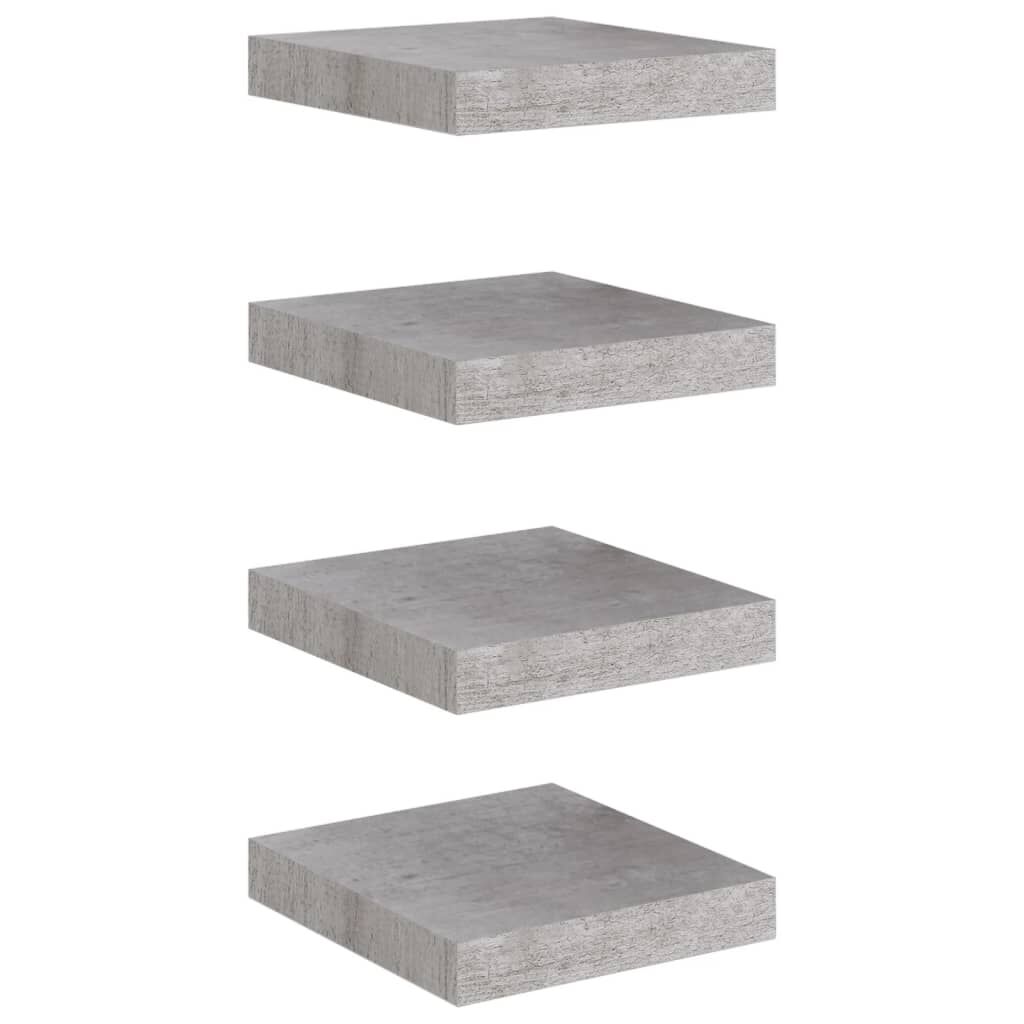vidaXL Ράφια Τοίχου 4 τεμ. Γκρι Σκυροδέματος 23x23,5x3,8 εκ. MDF