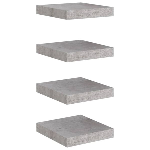 vidaXL Ράφια Τοίχου 4 τεμ. Γκρι Σκυροδέματος 23x23,5x3,8 εκ. MDF
