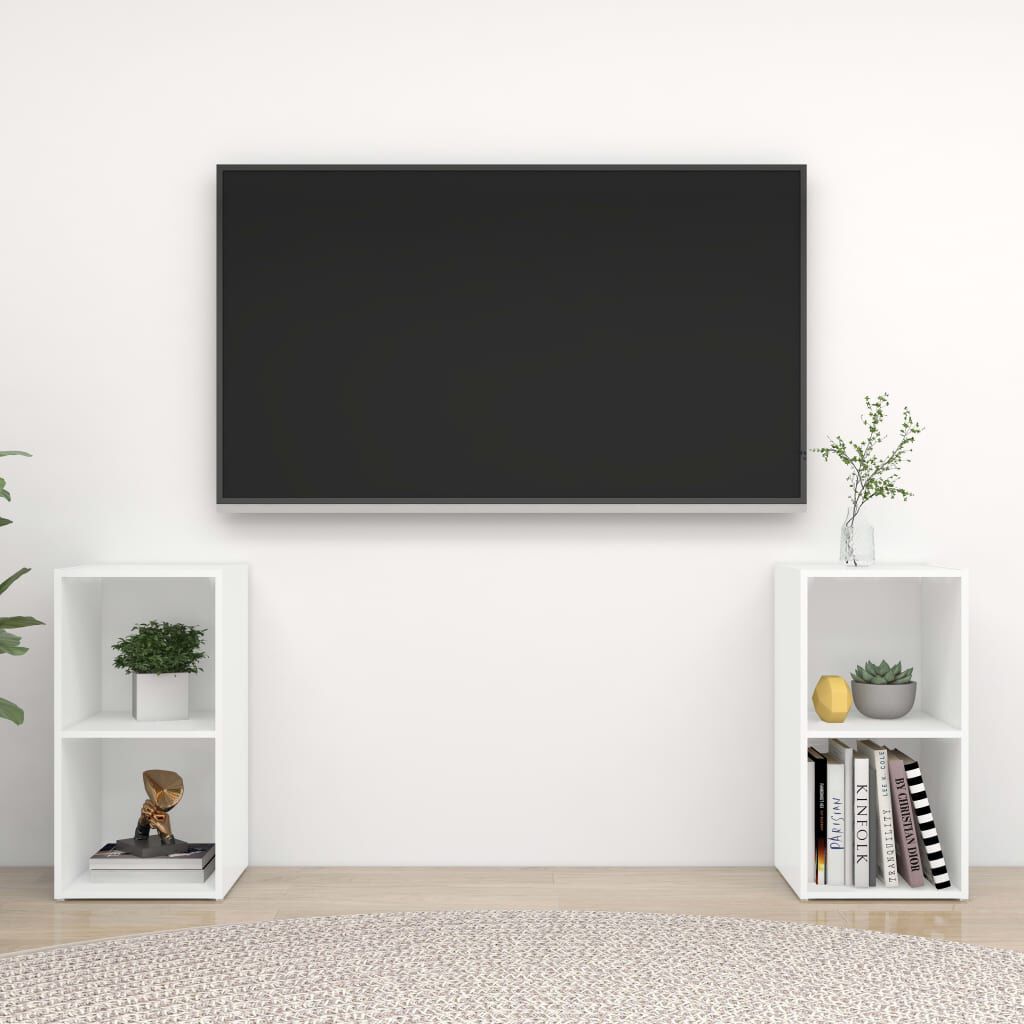 vidaXL Έπιπλα Τηλεόρασης 2 τεμ. Λευκά 72 x 35 x 36,5 εκ. Επεξ. Ξύλο