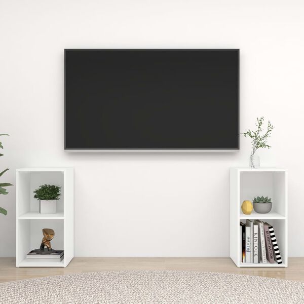vidaXL Έπιπλα Τηλεόρασης 2 τεμ. Λευκά 72 x 35 x 36,5 εκ. Επεξ. Ξύλο