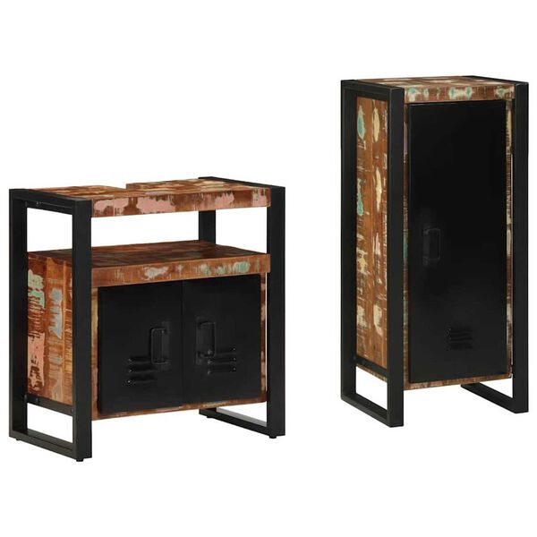 vidaXL Σετ Επίπλων Μπάνιου 2 pcs Πολύχρωμο Στερεό ανακτημένο ξύλο