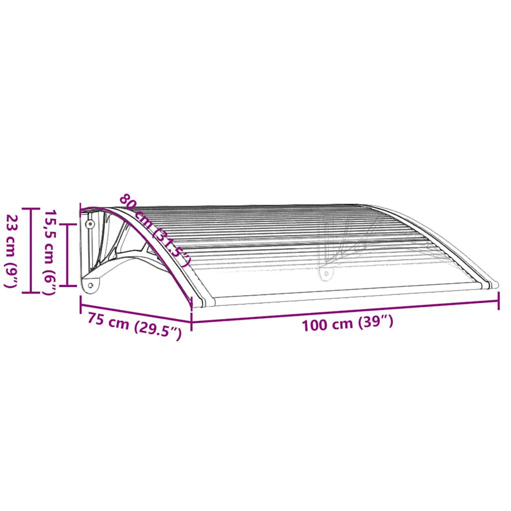 vidaXL Στέγαστρο Πόρτας Μαύρο 100 x 75 εκ. από Πολυκαρβονικό