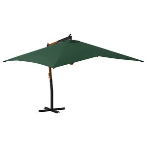vidaXL Ομπρέλα Κήπου Πρόβολος Πράσινη 400 x 300 εκ. με Ξύλινο Ιστό
