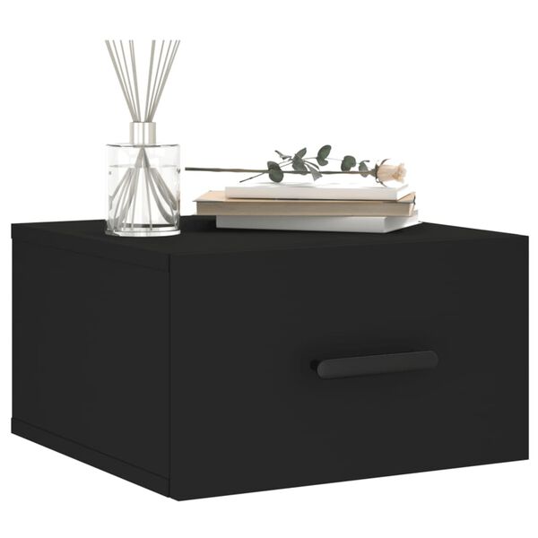 vidaXL Κομοδίνο Επιτοίχιο Μαύρα 35 x 35 x 20 εκ.