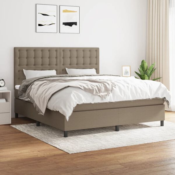 vidaXL &Kappa;&rho;&epsilon;&beta;ά&tau;&iota; Boxspring &mu;&epsilon; &Sigma;&tau;&rho;ώ&mu;&alpha; Taupe 180x200 &epsilon;&kappa;. &Upsilon;&phi;&alpha;&sigma;&mu;ά&tau;&iota;&nu;&omicron;