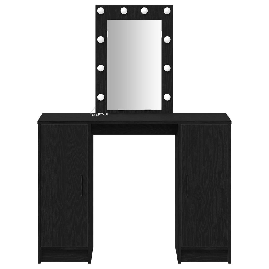 vidaXL Καθρέφτης με LED Φώτα Μαύρη Δρυς 102x33x135 εκ