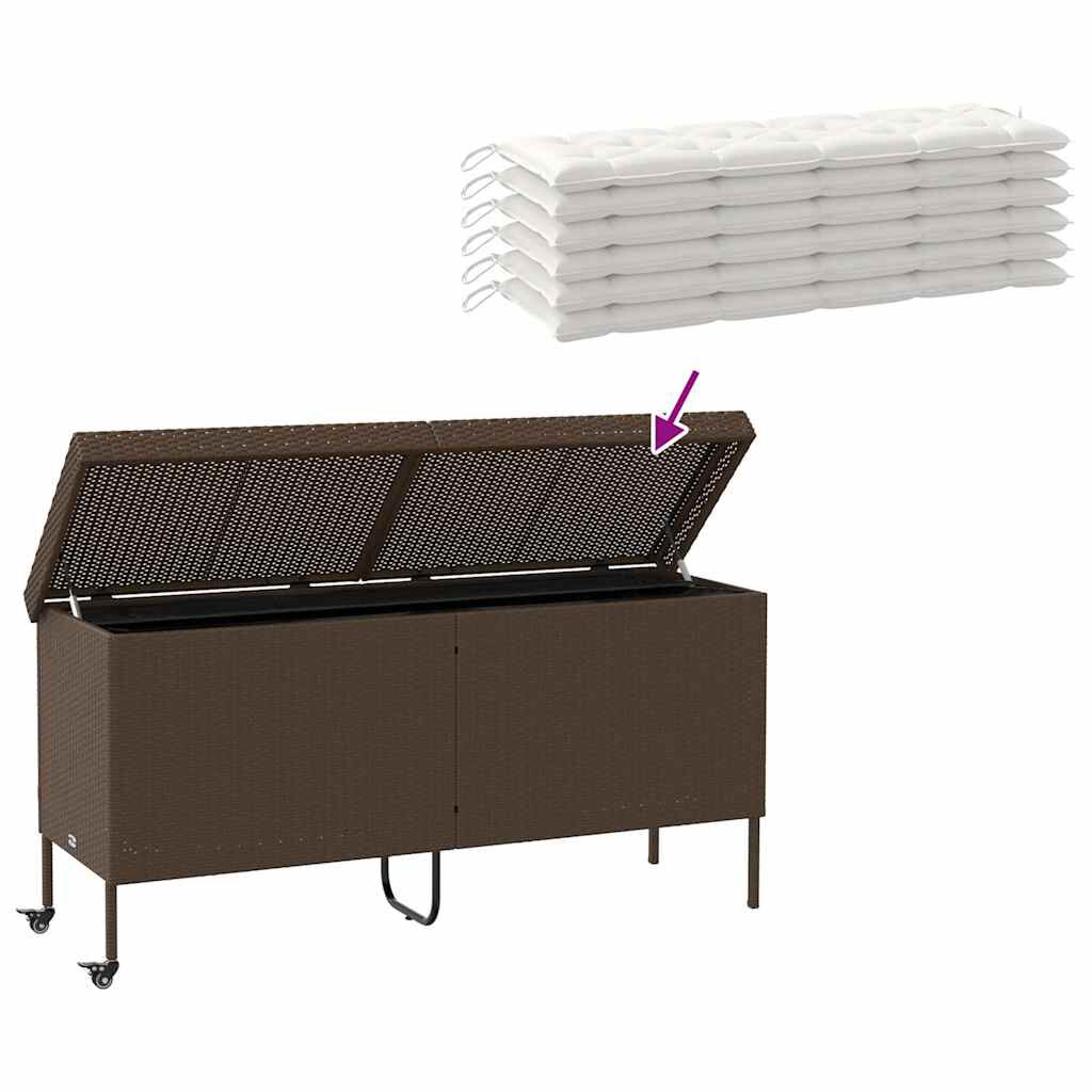 vidaXL Κουτί Αποθήκευσης Κήπου με Ρόδες 160x55x75 εκ. Συνθετικό Ρατάν