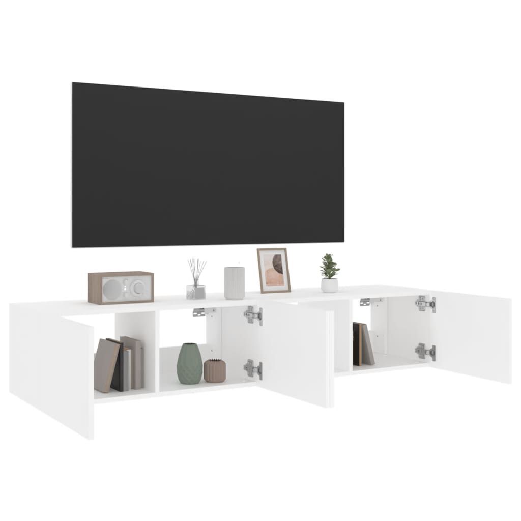 vidaXL Έπιπλα Τοίχου Τηλεόρασης με LED 2 Τεμ. Λευκά 80x35x31 εκ.