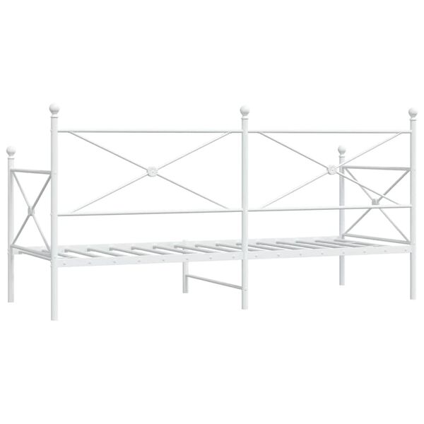 vidaXL Κρεβάτι ημέρας χωρίς στρώμα Λευκό 90x200 cm Ατσάλι