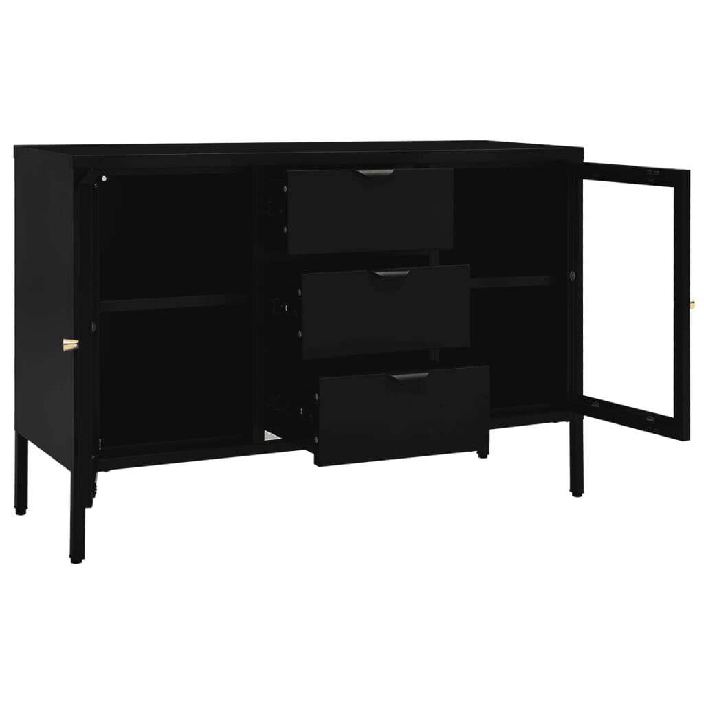 vidaXL Μπουφές Μαύρος 105 x 35 x 70 εκ. από Ατσάλι και Ψημένο Γυαλί