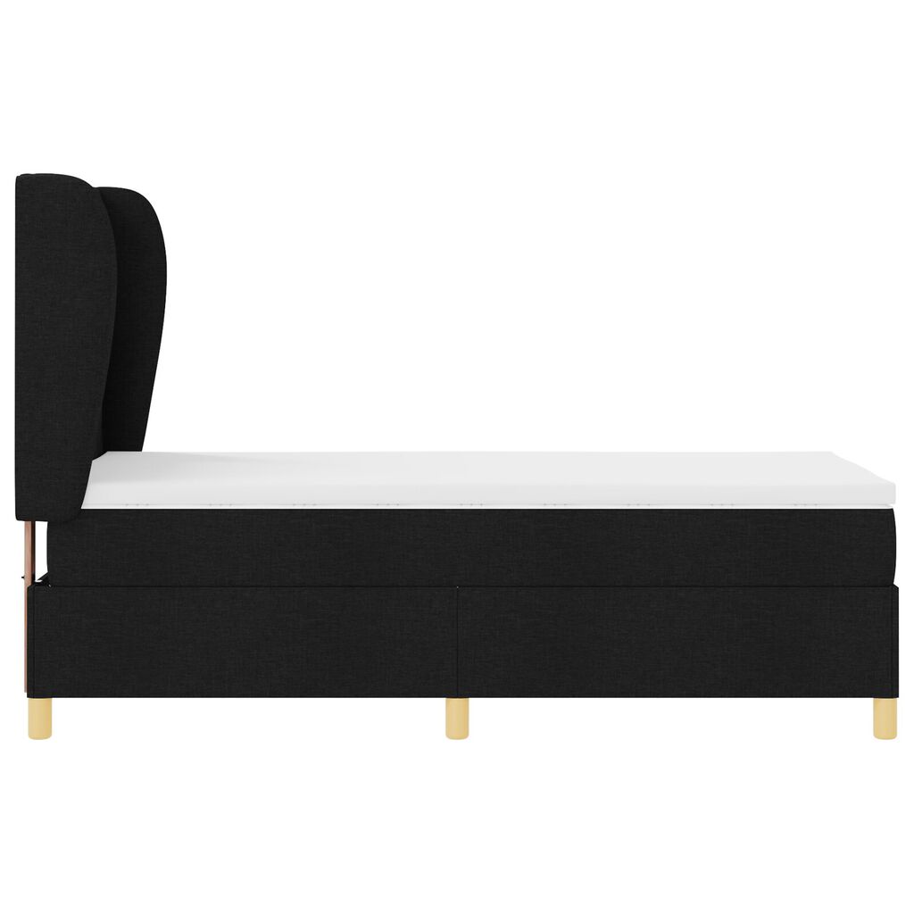 Κρεβάτι με ελατήρια και στρώμα vidaXL Μαύρο 90x190 cm Υφασμάτινο
