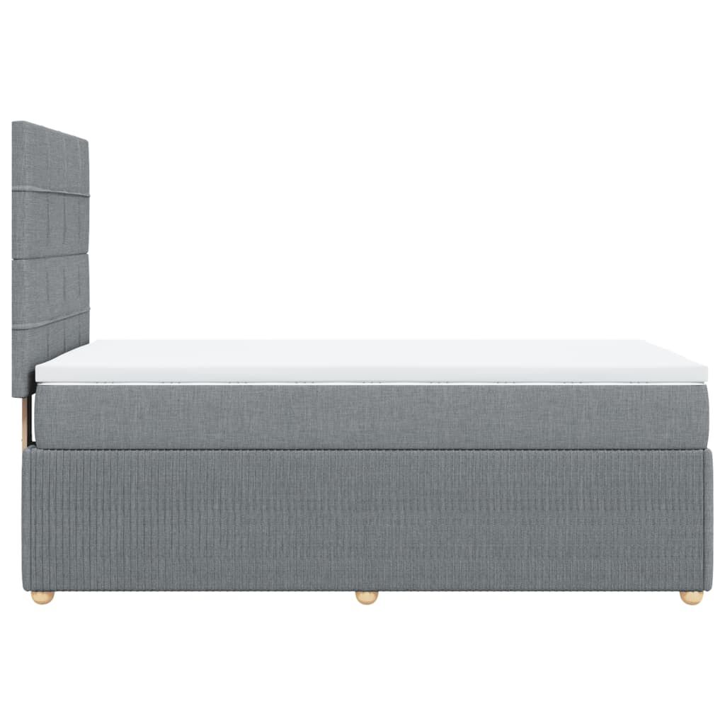 vidaXL Κρεβάτι Boxspring με Στρώμα Ανοιχτό Γκρι 90x190 εκ. Υφασμάτινο