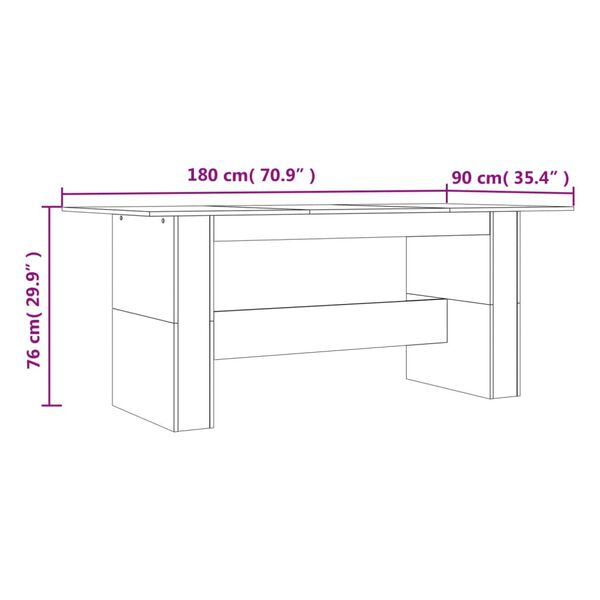 vidaXL Τραπεζαρία Γκρι Sonoma 180 x 90 x 76 εκ. από Επεξεργασμένο Ξύλο