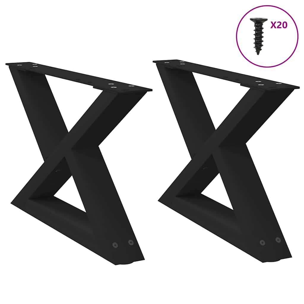 vidaXL Πόδια τραπεζιού σαλονιού 2 τεμάχια Μαύρο 50x(30-31,3) cm Ατσάλι