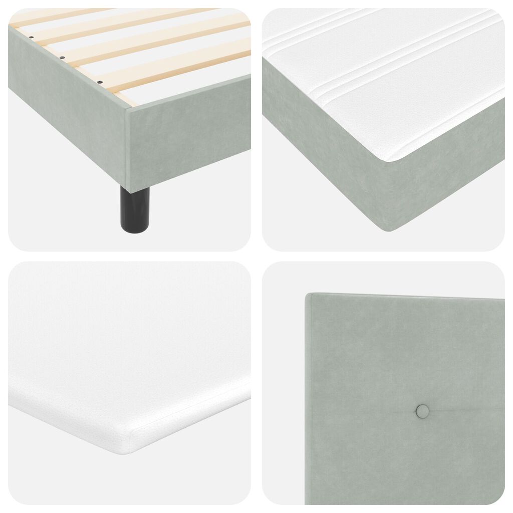 vidaXL Κρεβάτι με Στρώμα Light Grey 90x200 εκ Βελούδο