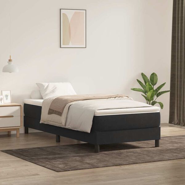 vidaXL Box Spring &Kappa;&rho;&epsilon;&beta;ά&tau;&iota; &mu;&epsilon; &sigma;&tau;&rho;ώ&mu;&alpha; &Mu;&alpha;ύ&rho;&omicron; 100x210 cm &Beta;&epsilon;&lambda;&omicron;ύ&delta;&iota;&nu;&omicron;