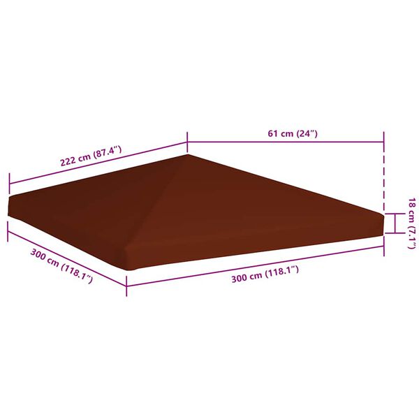 vidaXL Κάλυμμα για Κιόσκι Τερακότα 3 x 3 μ. 310 γρ./μ²