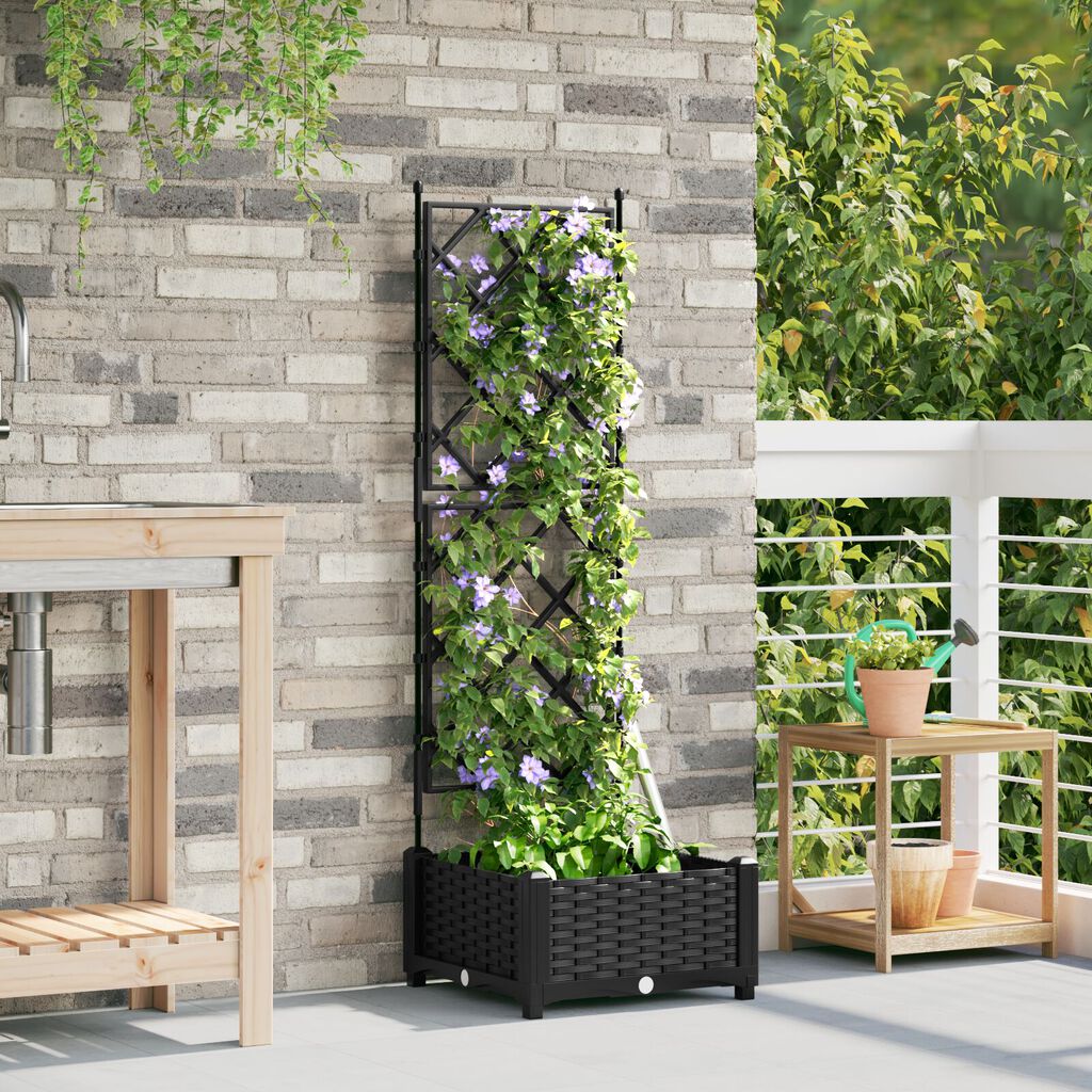 vidaXL Γλάστρα Κήπου με Πύρο Μαύρη 40x40x125.5 εκ.