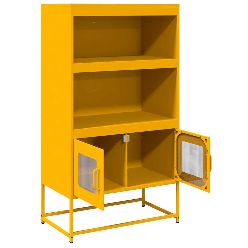 vidaXL Highboard Μουστάρδα κίτρινη 68x39x123 cm Χάλυβας