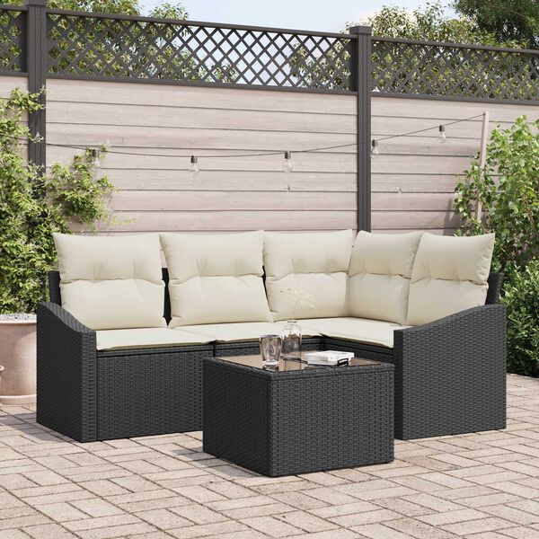 vidaXL Σετ Καναπέ Κήπου 5 pcs Μαύρο Πολυ ράταν