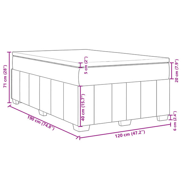 vidaXL Κρεβάτι Boxspring με Στρώμα Σκούρο Καφέ 120x190 εκ Υφασμάτινο