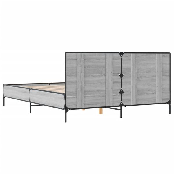 vidaXL Πλαίσιο Κρεβατιού Γκρι Sonoma 160x200 εκ. Επεξ. Ξύλο & Μέταλλο