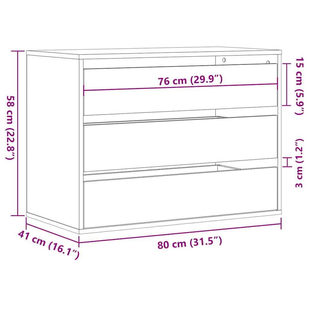vidaXL Συρταριέρα Γωανική Λευκή 80x41x58 εκ. από Επεξεργασμένο Ξύλο
