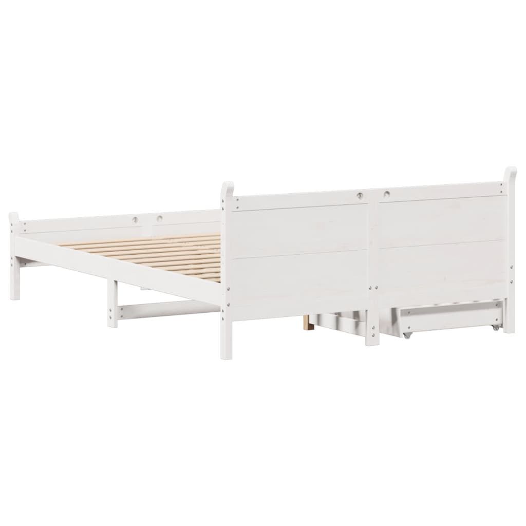 vidaXL Σκελετός Κρεβ. Χωρίς Στρώμα Λευκό 150x200 εκ Μασίφ Πεύκο