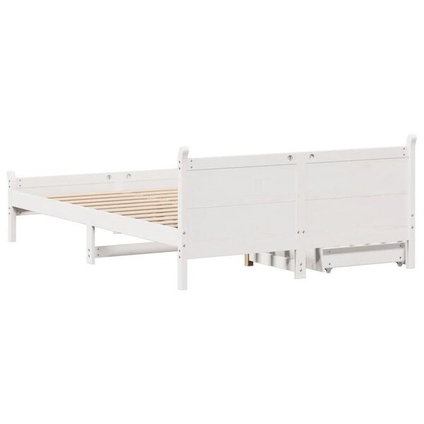 vidaXL Σκελετός Κρεβ. Χωρίς Στρώμα Λευκό 150x200 εκ Μασίφ Πεύκο