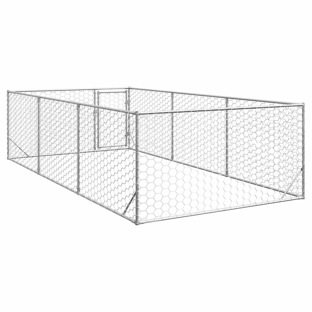 vidaXL Κλουβί Σκύλου Εξωτερ. Χώρου με πόρτα 2x4x1 μ. Γαλβαν. Ατσάλι