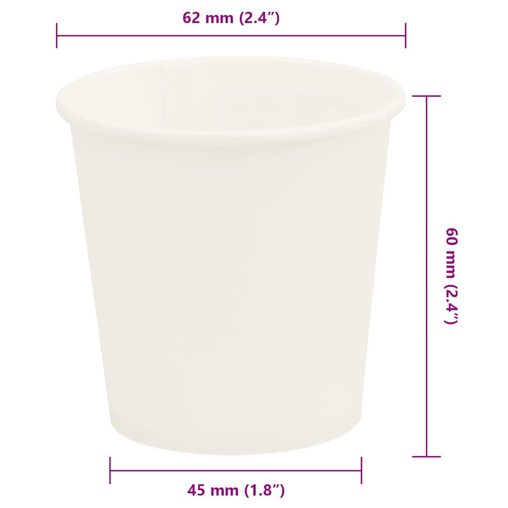 vidaXL Χάρτινα κύπελλα καφέ 1000 τεμάχια 4oz 100ml Λευκό