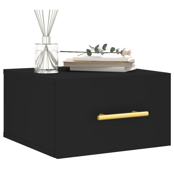 vidaXL Κομοδίνα Επιτοίχια 2 τεμ. Μαύρα 35 x 35 x 20 εκ.