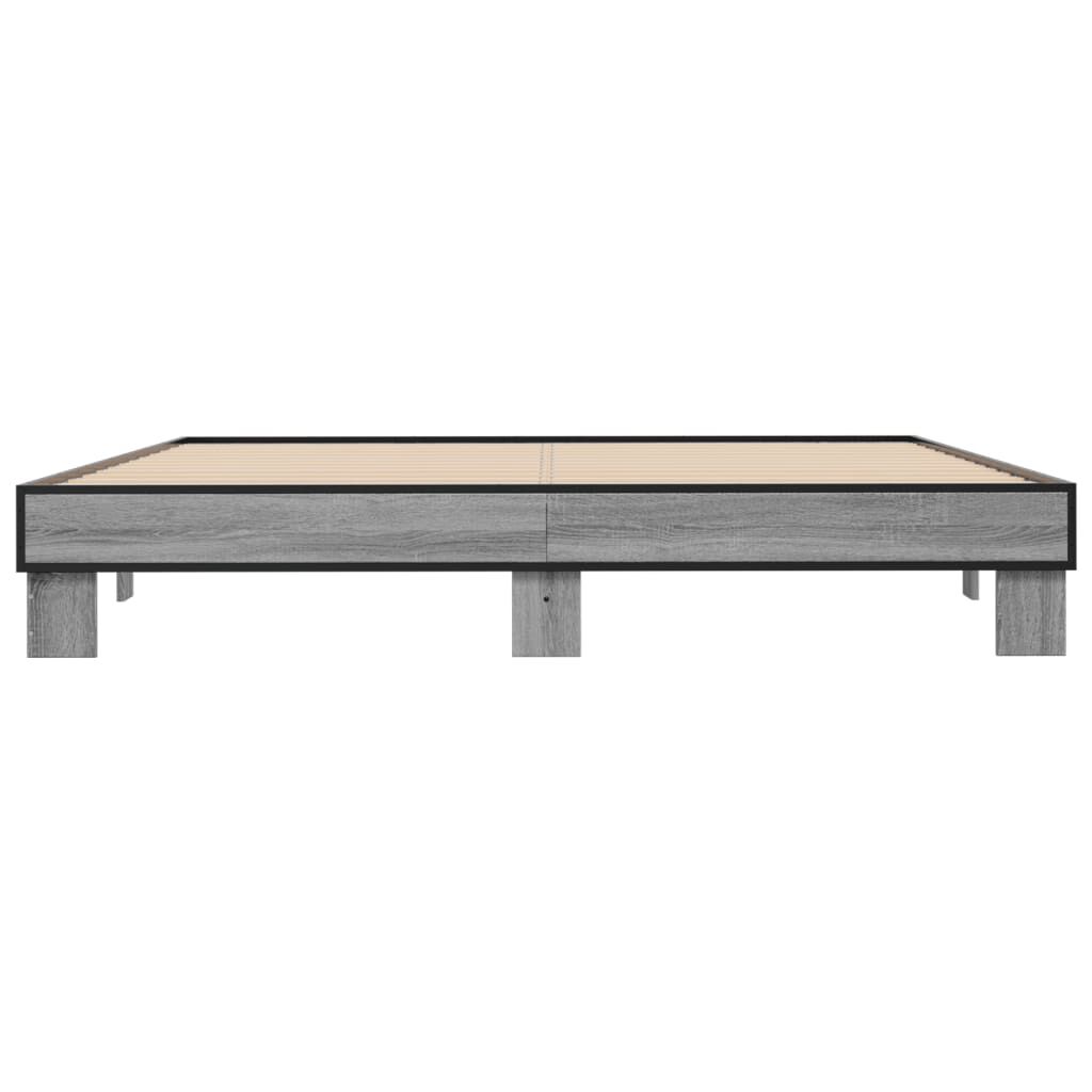 vidaXL Πλαίσιο Κρεβατιού Γκρι Sonoma 160x200 εκ. Επεξ. Ξύλο & Μέταλλο