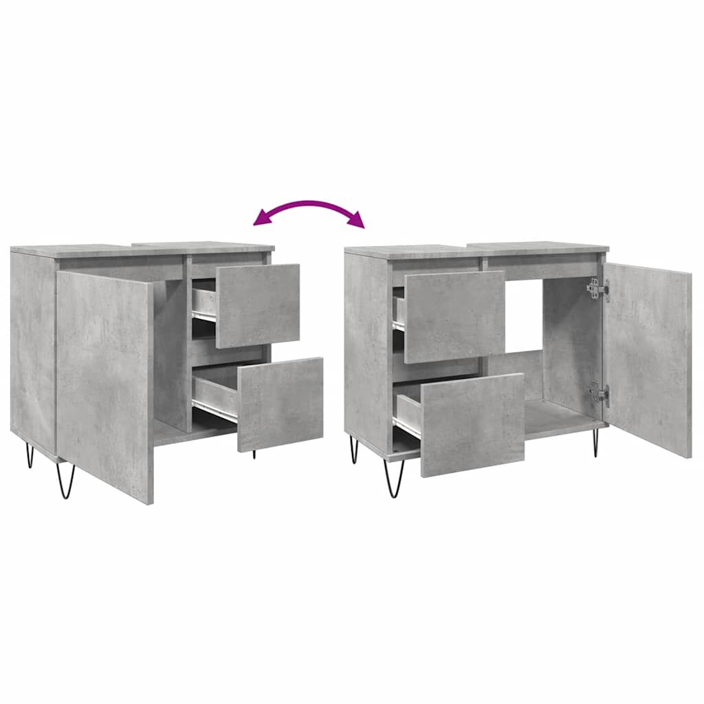 vidaXL Ντουλάπι Μπάνιου Γκρι Σκυροδέματος 65x33x60 εκ. Επεξ. Ξύλο